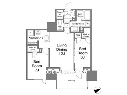 グランドヒルズ恵比寿(2LDK/9階)の間取り写真