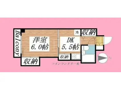 ブルーリーフ・K(1DK/4階)の間取り写真