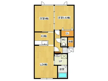 あっぱれ01(2LDK/2階)の間取り写真