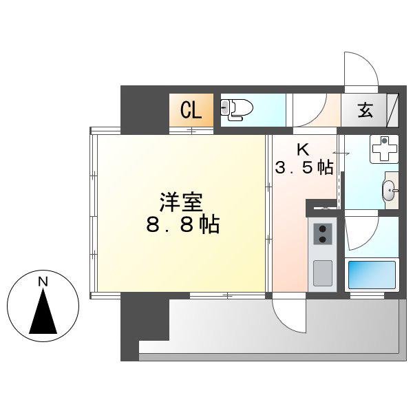 さくらHILLS NAGOYA ウエスト(1K/3階)の間取り写真