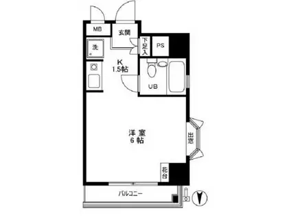 シティポート両国(1K/7階)の間取り写真