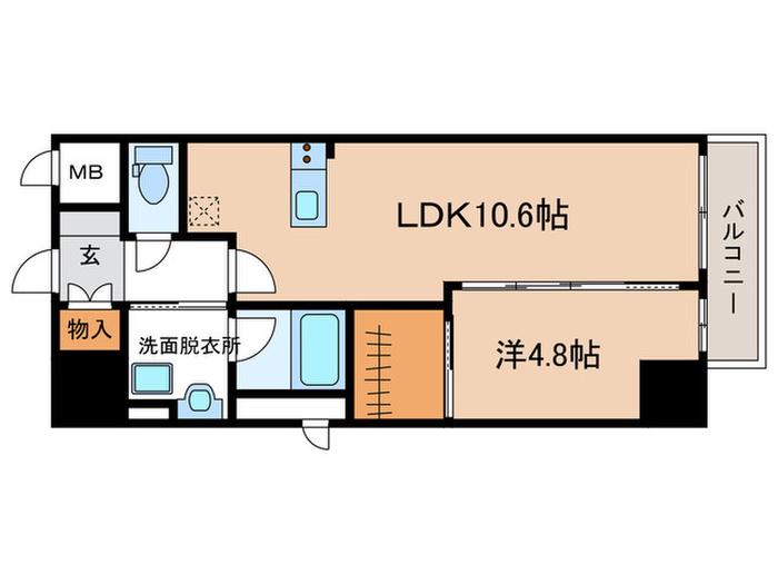 ルネフラッツ今池駅前サウス(1LDK/2階)の間取り写真