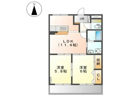 フローリアス(2LDK/3階)の間取り写真