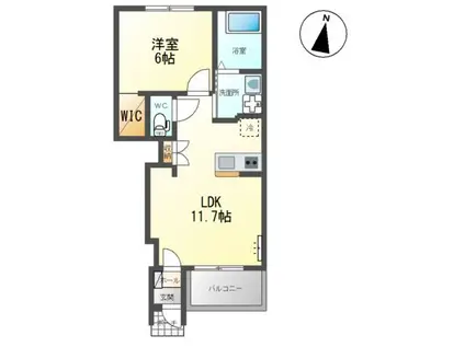  花見7丁目 (1LDK/1階)の間取り写真