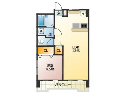 関根高島平コーポ(1LDK/4階)の間取り写真