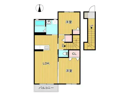 クラヴィエ桑野(2LDK/2階)の間取り写真