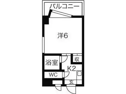 ブルネンハイム(1K/2階)の間取り写真