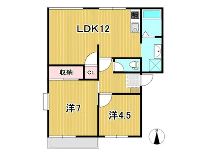 田尻ハイツ A(2LDK/2階)の間取り写真