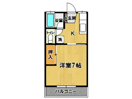 ハイツ路川2(1K/2階)の間取り写真