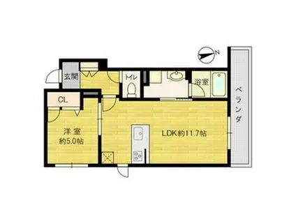 シャーメゾン菱屋東(1LDK/2階)の間取り写真