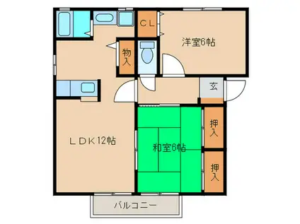 メルベーユ(2LDK/2階)の間取り写真
