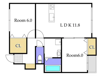 RIVERSIDE西大寺(2LDK/1階)の間取り写真