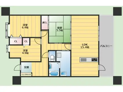ウイング旭ヶ丘(3LDK/5階)の間取り写真