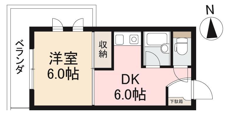 グランドール・幸(1DK/1階)の間取り写真