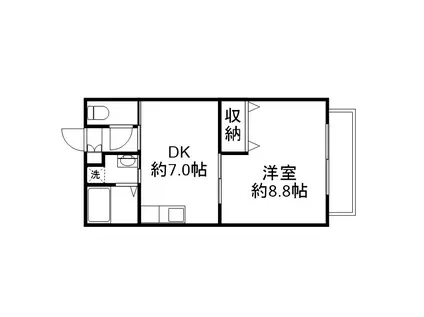 ラ・セゾンソレイユ(1DK/1階)の間取り写真