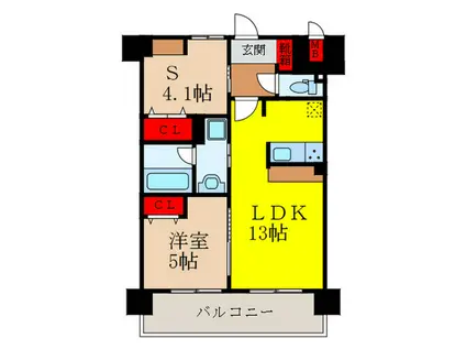 スプランディッド池田呉服町(1SLDK/4階)の間取り写真