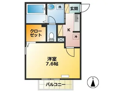 フルールABC(1K/1階)の間取り写真