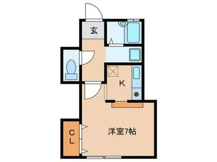 シャルル太寺(1K/2階)の間取り写真