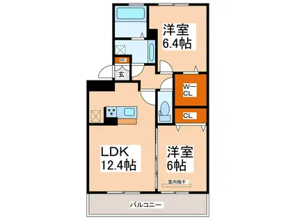 ヴィラージュ月出(2LDK/1階)の間取り写真