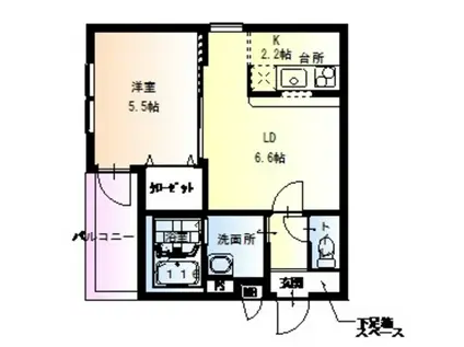 フジパレス山之内III番館(1LDK/2階)の間取り写真