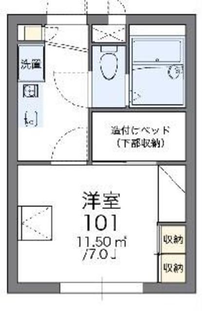 レオパレスリューデスハイム(1K/2階)の間取り写真