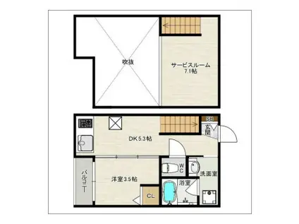 ドリームステージ博多南パッソ(1DK/2階)の間取り写真