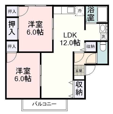 フレンド高田(2LDK/1階)の間取り写真