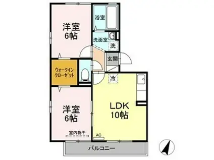 エントピアB棟(2LDK/2階)の間取り写真