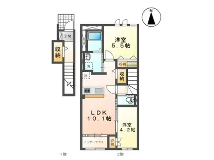 トリコロールII(2LDK/2階)の間取り写真