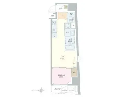 ロイジェント山王(1DK/1階)の間取り写真