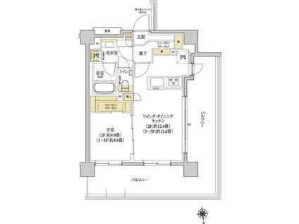 グレーシアフィット天王町(1LDK/4階)の間取り写真