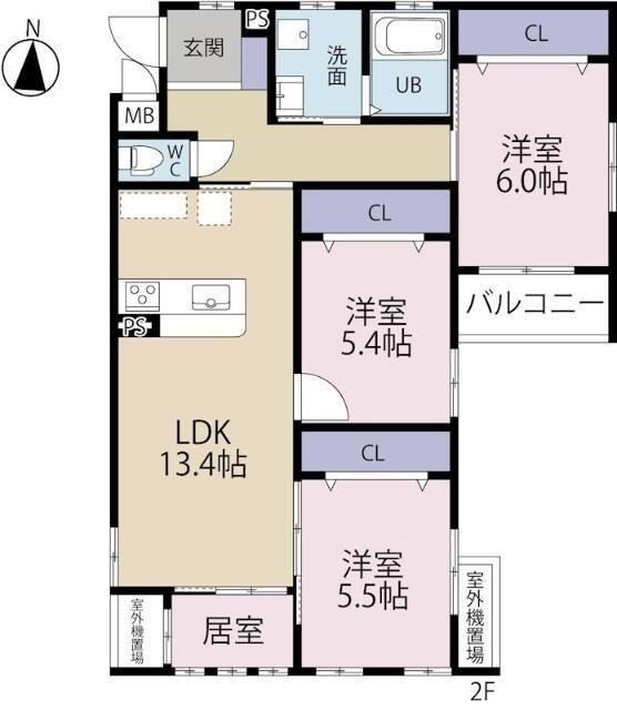 クローリス仙水(3LDK/2階)の間取り写真