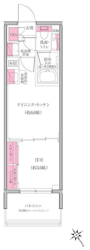 レジディア門前仲町プレイス(1DK/10階)の間取り写真