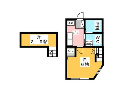 メゾンプリムール八王子(1K/2階)の間取り写真