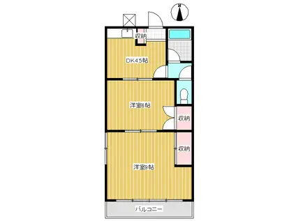大塚ハイツ1号棟(2DK/2階)の間取り写真