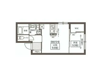 LIVE FLAT蔵前(1LDK/5階)の間取り写真