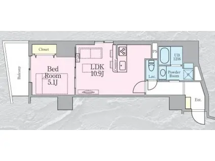 HAON(1LDK/3階)の間取り写真