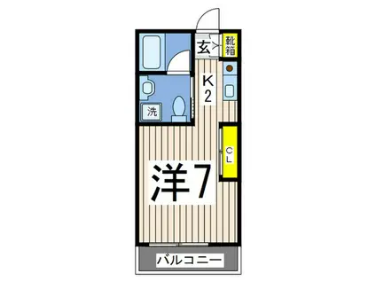 クレセント(1K/1階)の間取り写真