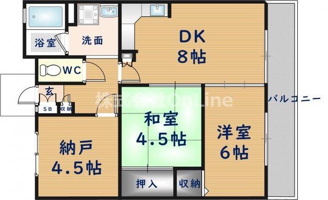 パラツィーナ小阪(2SDK/9階)の間取り写真