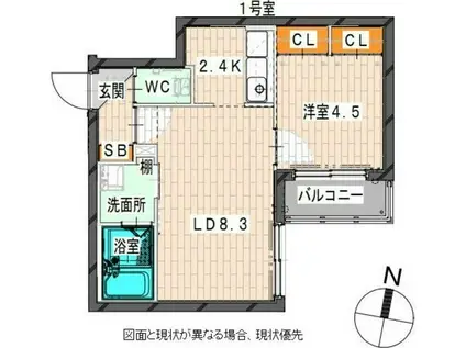 GRACIAS N14(1LDK/2階)の間取り写真