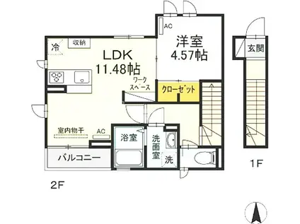 アリドゥリア都立大学(1LDK/2階)の間取り写真