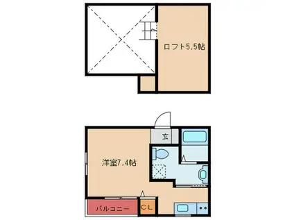 アーニスト和白(ワンルーム/2階)の間取り写真