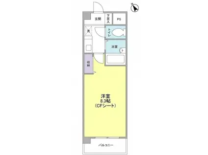 クレセントヒル・イースト(1K/4階)の間取り写真