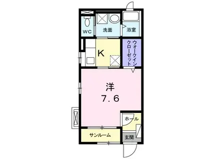 VIA桜II番館(1K/1階)の間取り写真