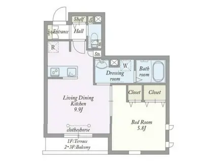 ル・マリエ(1LDK/3階)の間取り写真