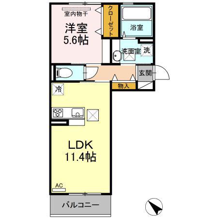 エスポワールヴィラ A棟(1LDK/1階)の間取り写真