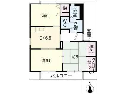 シャンブル・エスポアールA棟(3DK/1階)の間取り写真