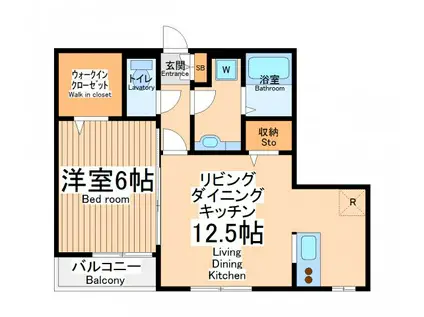 ウィステリア(1LDK/2階)の間取り写真