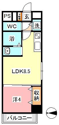 メゾン アルベロ(1LDK/4階)の間取り写真