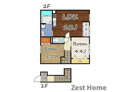 立花町4丁目アパート(2LDK/2階)の間取り写真